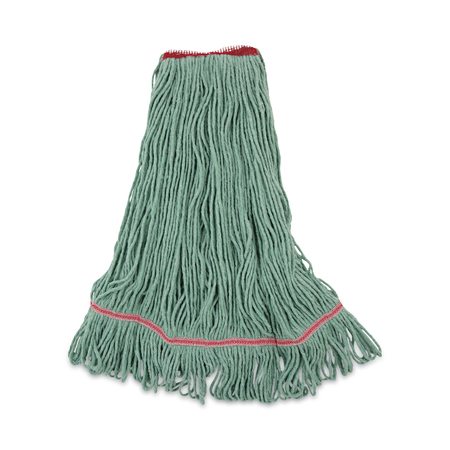 BOARDWALK Large Looped-End Wet Mop, Green, Cotton/Rayon/Synthetic, PK12 BWK503GNNB